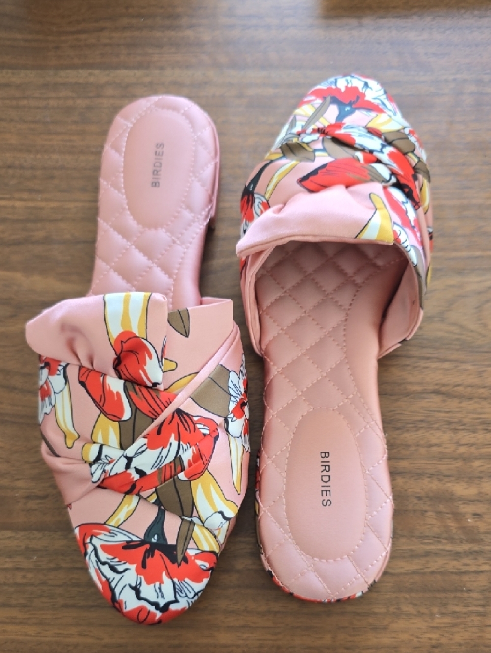 Birdies Pink Floral Knotted Slide Mules - Picture 4 of 8